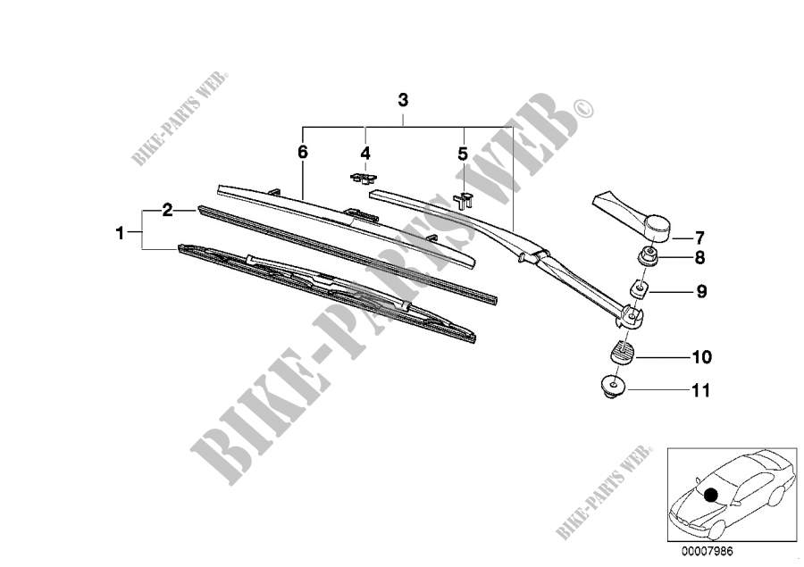 Bras/raclette dessuie glace gauche pour BMW 535i