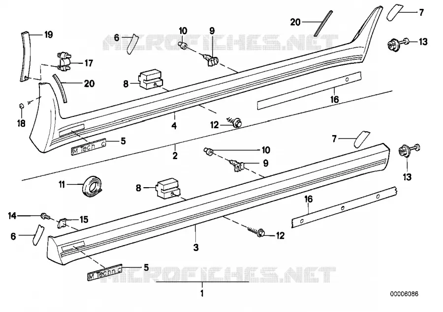 Cache M bas de caisse / passage roue BMW BMW Série 3 1986 320i M 320i
