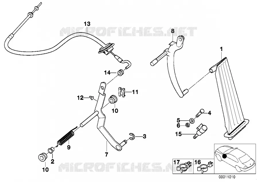 Commande daccélérateur/câble Bowden LHD BMW BMW Série 3 1991 320i M 320i