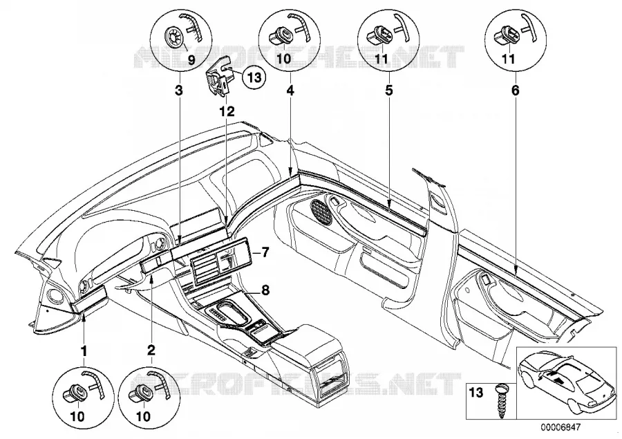 MOULURES ENJOLIV.PLAST.PEINT (cubic) BMW BMW Série 5 1995 528i M 528i
