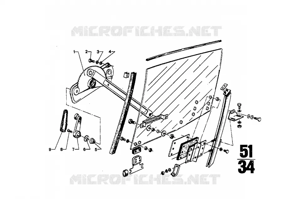 Mécanisme de fenêtre de porte avant BMW BMW CLASSIC 2.5CS-3.0CSL 1974 2.5CS A 2.5CS