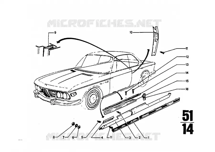 Moulures BMW BMW CLASSIC 2.5CS-3.0CSL 1971 3.0CS A 3.0CS
