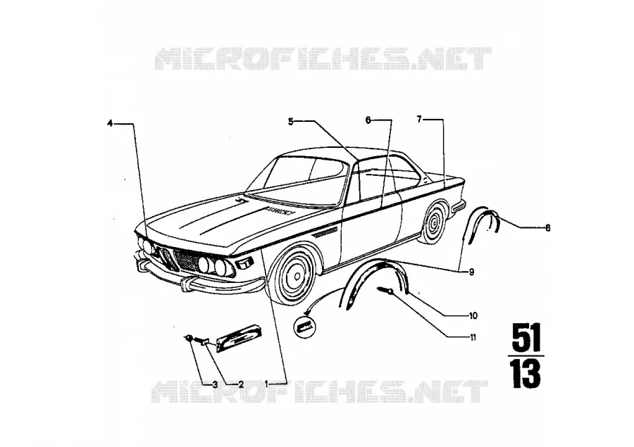 Moulures BMW BMW CLASSIC 2.5CS-3.0CSL 1974 2.5CS M 2.5CS