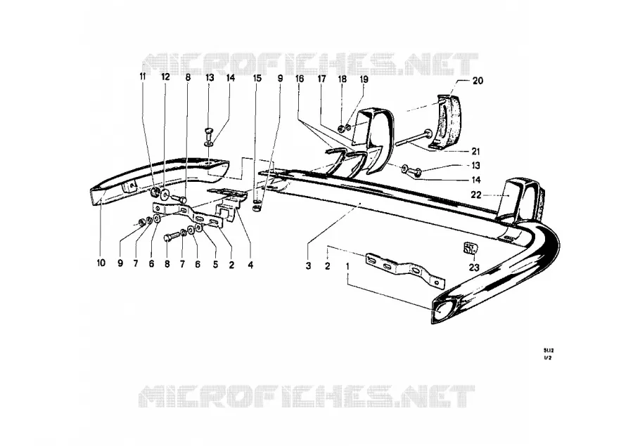 Pare-chocs arriere BMW BMW CLASSIC 1500-2000CS 1966 2000tilux M 2000tilux