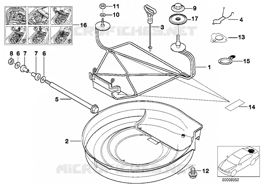 Pieces de fixation de roue de secours BMW BMW Z3 1996 Z3 2.8 N Z3 2.8