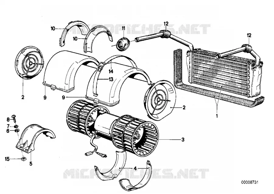 Pieces de systeme de chauffage BMW BMW Série 7 1982 732i M 732i