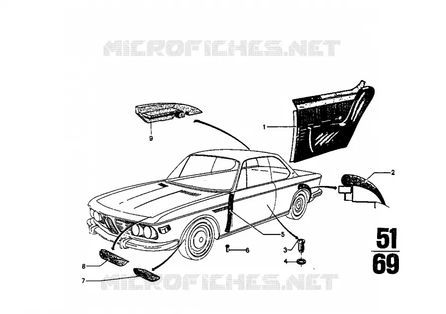 Protection des aretes/bordures du seuil BMW BMW CLASSIC 2.5CS-3.0CSL 1971 3.0CS A 3.0CS