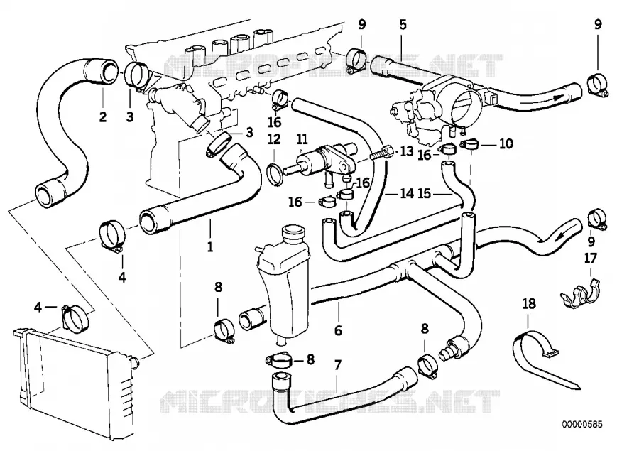 Systeme de refroidissement - durit BMW BMW Série 3 1994 320i M 320i