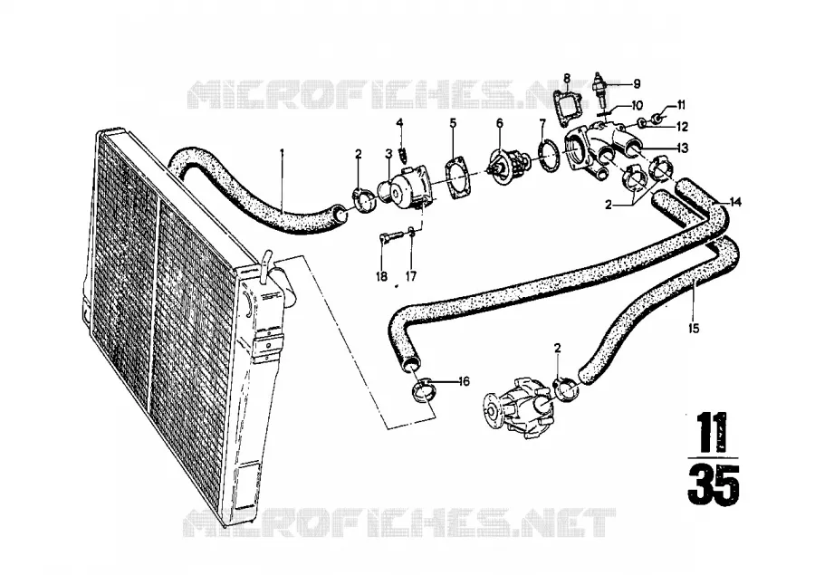 Systeme de refroidissement - durits BMW BMW CLASSIC 2.5CS-3.0CSL 1971 3.0CS A 3.0CS