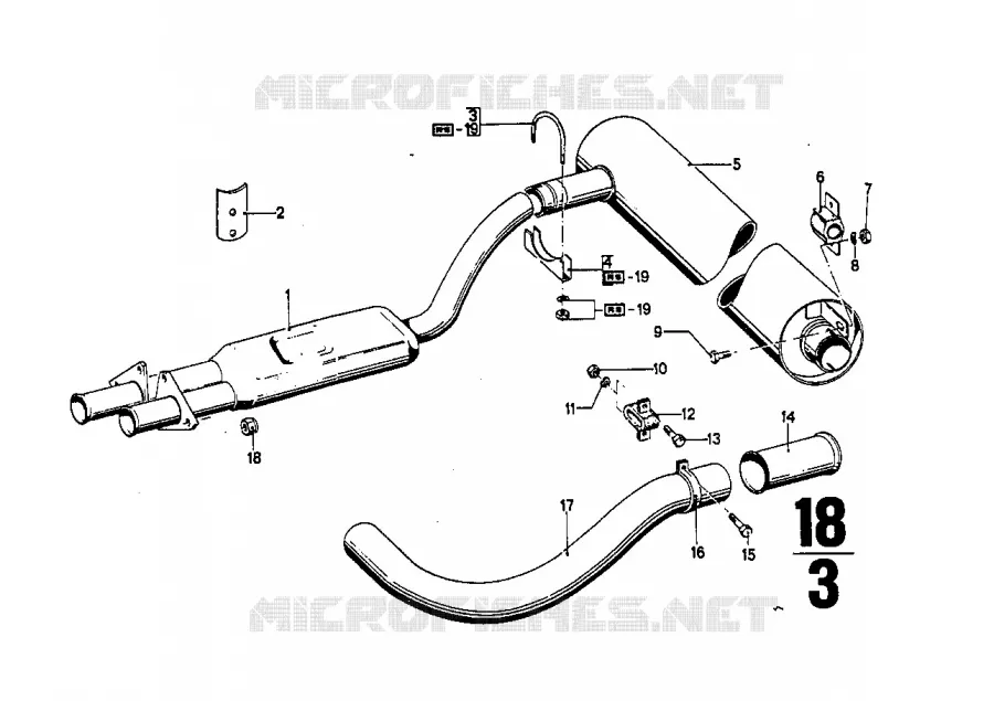 Tuyau déchappement / Silencieux BMW BMW CLASSIC 2.5CS-3.0CSL 1971 3.0CS M 3.0CS