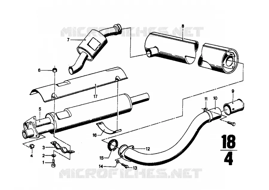 Tuyau déchappement / Silencieux BMW BMW CLASSIC 2.5CS-3.0CSL 1971 3.0CS M 3.0CS