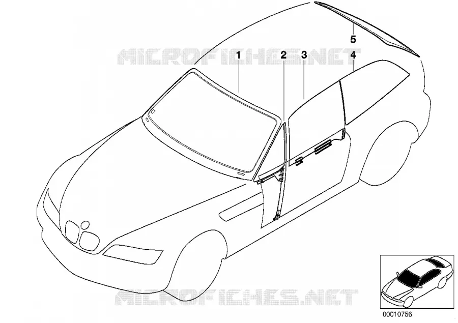 Vitrage BMW BMW Z3 2000 Z3 M3.2 N Z3 M3.2