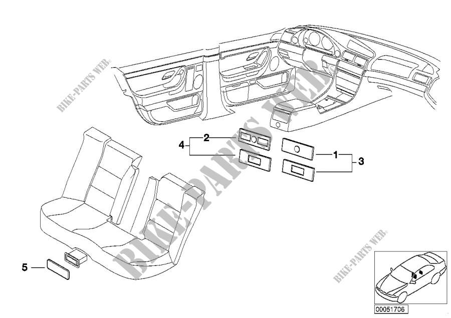 Bois indiv.console centrale/porte boîtes pour BMW 730i