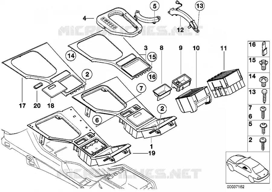 Elément rapporté console centrale BMW BMW Série 5 1999 525d A 525d