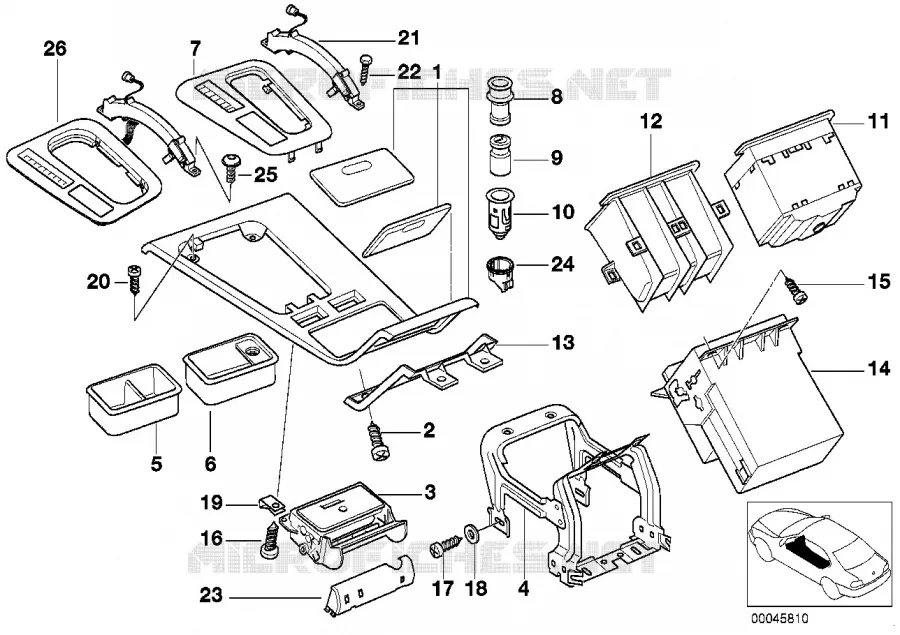 Elément rapporté console centrale BMW BMW Série 7 1998 728i M 728i