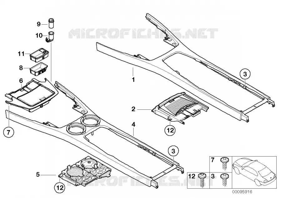 Elément rapporté console centrale BMW BMW Série 7 2004 750Li A 750Li