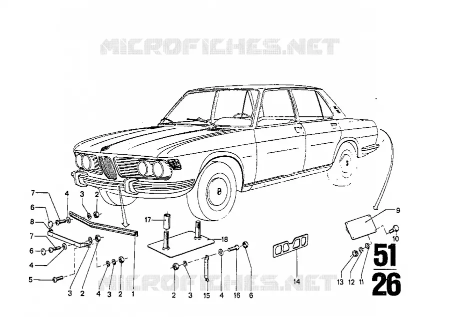Fixation de plaque dimmarticulation BMW BMW CLASSIC 2500-3.3Li 1975 3.3Li M 3.3Li