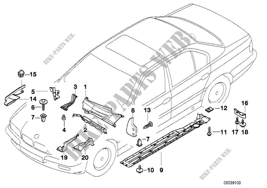 Pcs de carrosserie/plancher/comp.moteur pour BMW 735iL