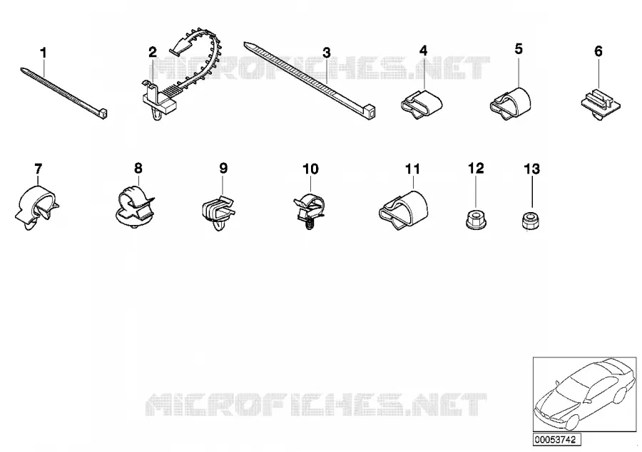 Pièces de fixation de faisceau de câbles BMW BMW X5 2000 X5 3.0d N X5 3.0d