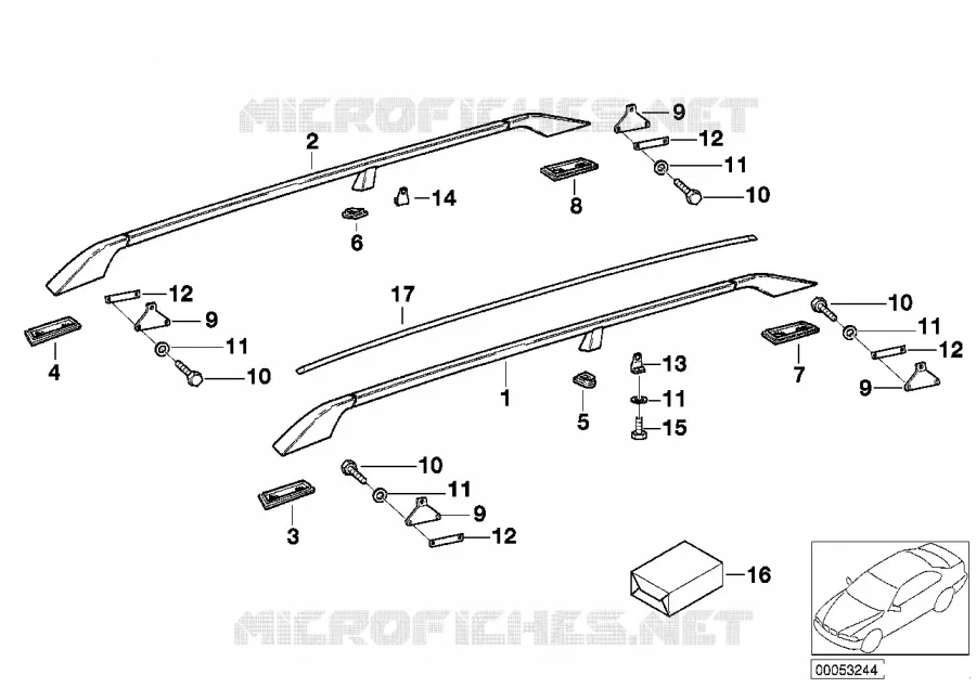 Pieces de hardtop : rails de toit BMW BMW X5 2000 X5 3.0d N X5 3.0d