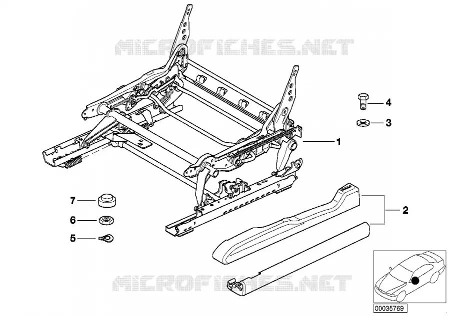 Rail de siege de siege avant BMW BMW X5 2000 X5 3.0d N X5 3.0d