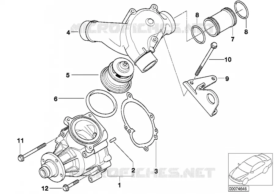 Syst. de refroidis.-pompe eau/thermostat BMW BMW Série 3 2000 M3 N M3