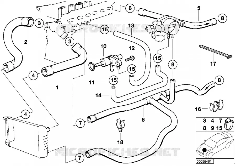 Systeme de refroidissement - durit BMW BMW Série 3 1991 320i M 320i