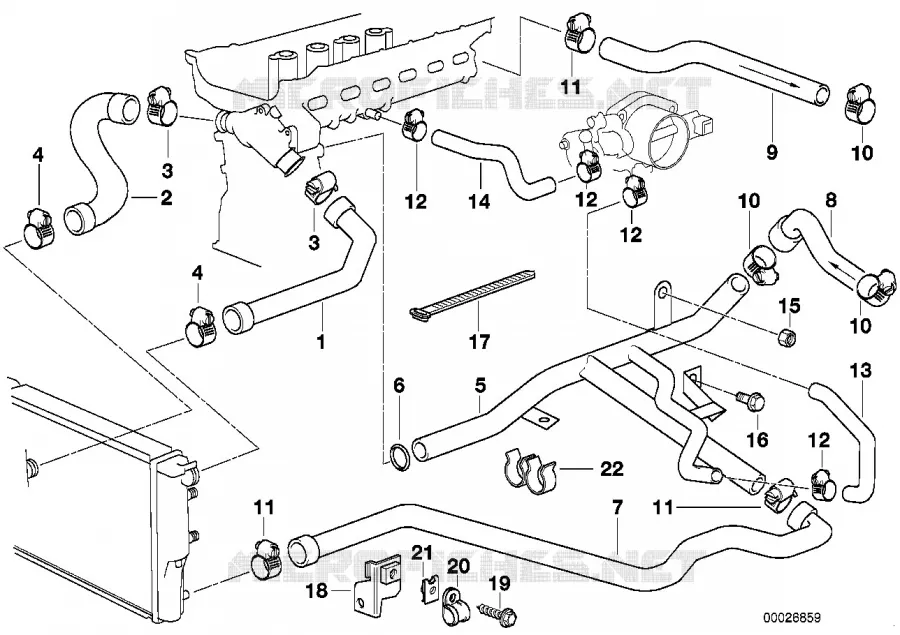Systeme de refroidissement - durit BMW BMW Série 5 1996 528i M 528i