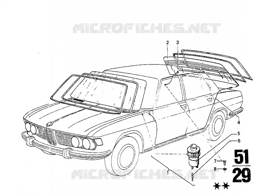 Vitrage BMW BMW CLASSIC 2500-3.3Li 1971 2500 M 2500