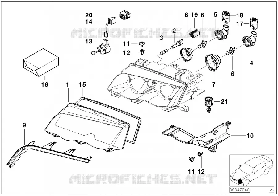 Composants pour projecteur BMW BMW Série 3 2002 M3 CSL N M3 CSL