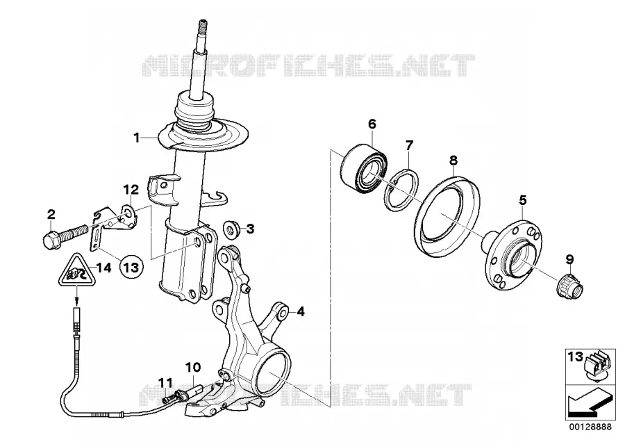 Jambe suspension av./Palier pivot/Roue BMW BMW X5 2003 X5 4.8is N X5 4.8is