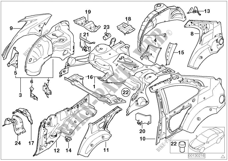 Passage de roue ar/elements de plancher pour BMW 325Ci
