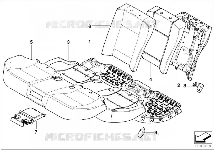 Rembourr./garnissage siège arr. de base BMW BMW Série 7 2002 730Li A 730Li
