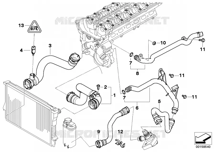 Systeme de refroidissement - durit BMW BMW X5 2000 X5 3.0i N X5 3.0i