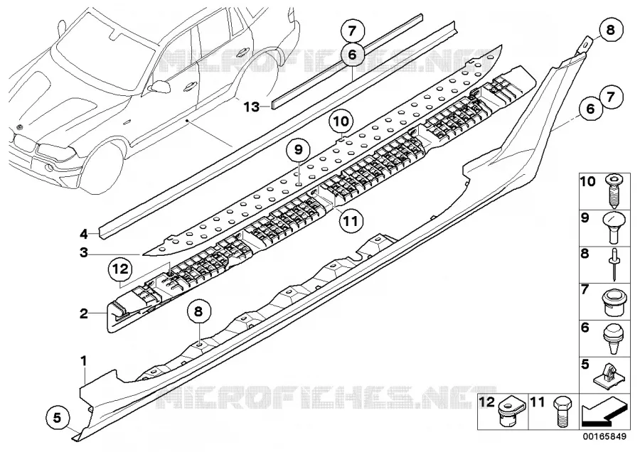 Cache bas caisse/passage roue marchep. BMW BMW X3 2003 X3 2.5i N X3 2.5i