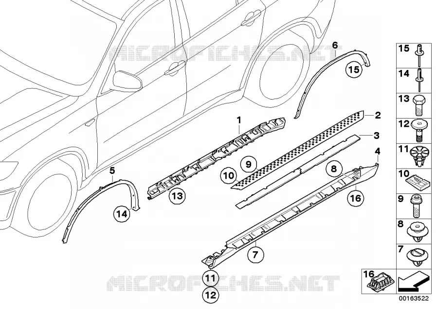 Cache bas caisse/passage roue marchep. BMW BMW X6 2007 X6 35dX A X6 35dX