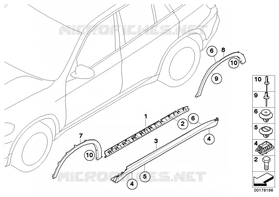 Cache bas de caisse / passage roue BMW BMW X5 2007 X5 3.0sd A X5 3.0sd