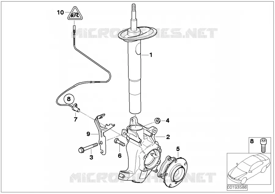 Jambe suspension av./Palier pivot/Roue BMW BMW Série 5 2004 535d N 535d