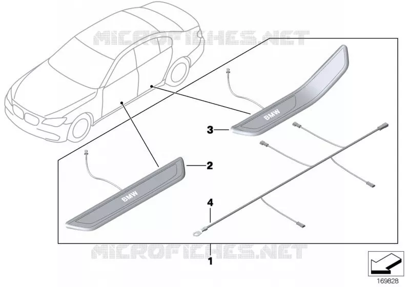 Kit 2. monte barre de seuil éclairée BMW BMW Série 7 2008 740Li A 740Li