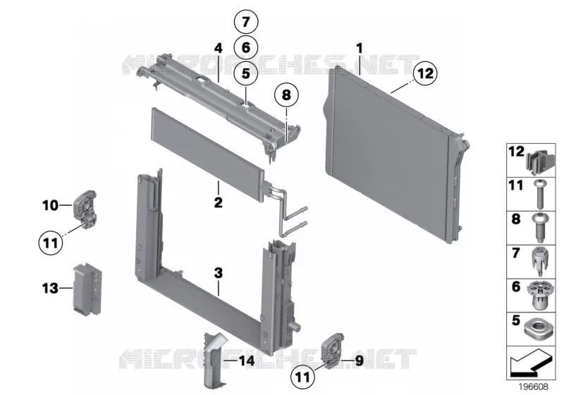Pieces de fixation de radiateur BMW BMW Série 7 2007 730Li A 730Li