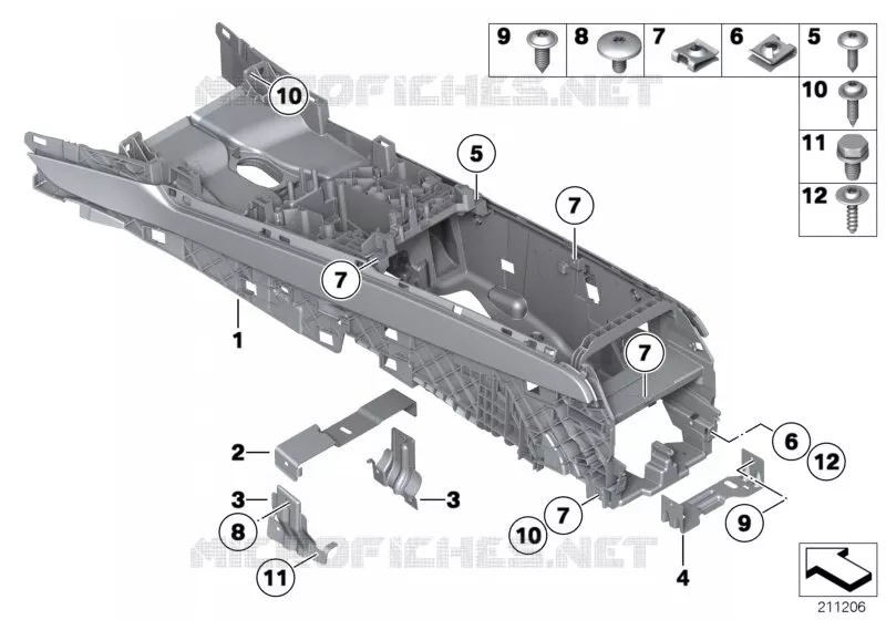 Support console centrale BMW BMW Série 7 2009 760LiS A 760LiS