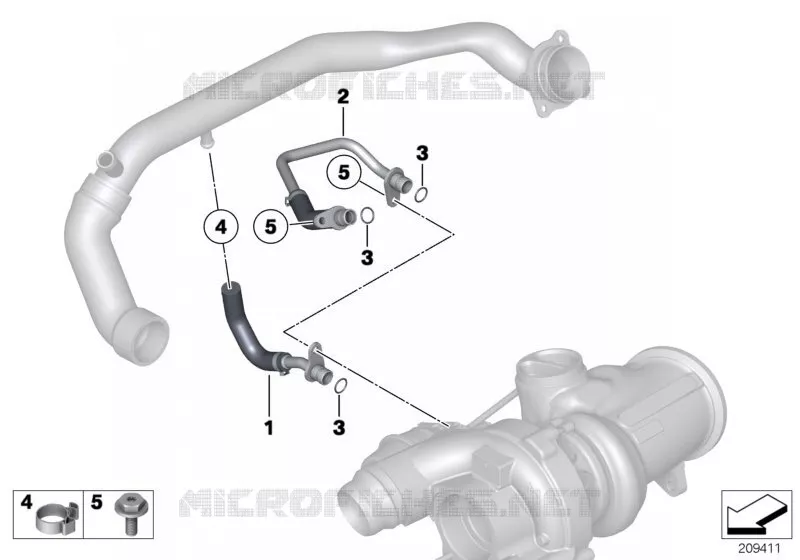 Système de refroid. turbocompresseur BMW BMW Série 7 2011 740Li A 740Li