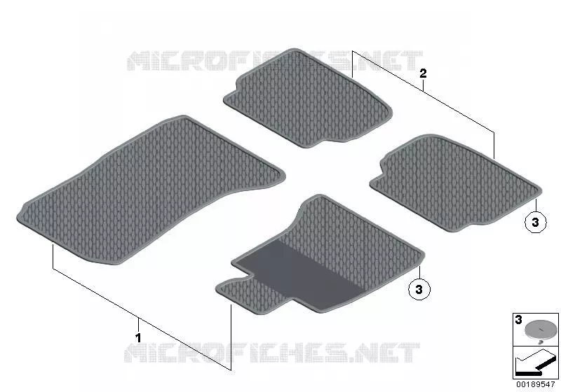 Tapis de sol caoutchouc BMW BMW Série 7 2007 730Li A 730Li