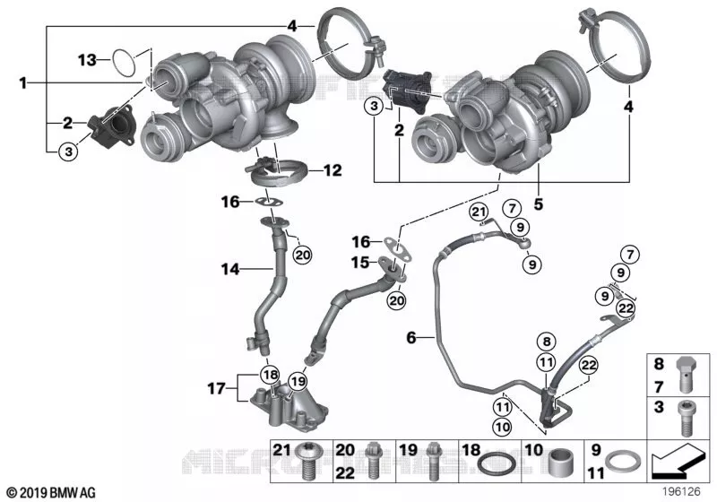 Turbo-compresseur avec lubrification BMW BMW Série 7 2007 750Li A 750Li
