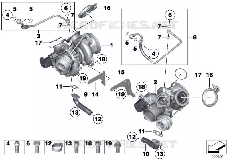 Turbo-compresseur avec lubrification BMW BMW Série 7 2007 760Li A 760Li