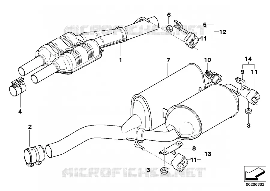 système déchappement arrière BMW BMW Série 7 2005 740Li A 740Li