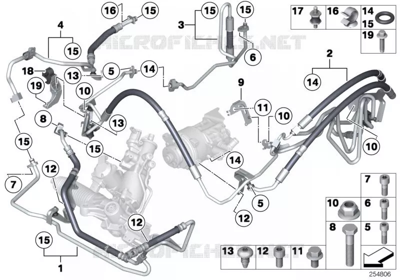 Direct.hydraul./tuyau dhuile/dyn.drive BMW BMW Série 7 2007 740Li A 740Li