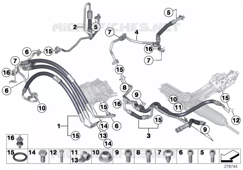 Direct.hydraul./tuyau dhuile/dyn.drive BMW BMW Série 7 2007 750Li A 750Li