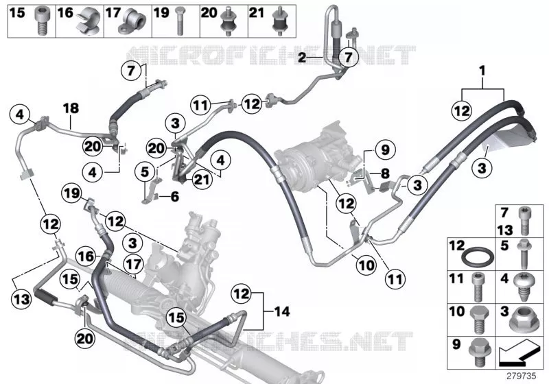 Direct.hydraul./tuyau dhuile/dyn.drive BMW BMW Série 7 2008 740Li A 740Li