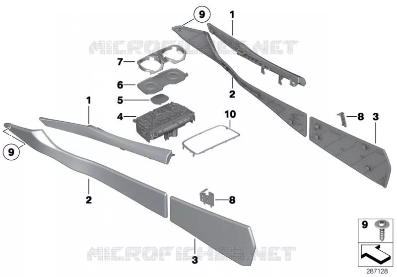 Elément rapporté console centrale BMW BMW Série 7 2007 740d A 740d